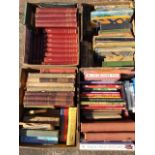 Four boxes of books including childrens, four leather-bound Pictures from Punch, Shakespeare,