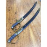 A pair of nineteenth century Northumberland County Constabulary hanger swords, the curved channelled