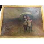 Nineteenth century oil on canvas, signed indistinctly G Aikin** Adinkin**, two children on path,