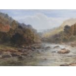 Arthur H Enoch, watercolour, river landscape, signed, and in gilt & gesso frame. (20.5in x 13.5in)