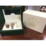 A boxed Rolex ladies Oyster Perpetual Datejust II wristwatch with champagne dial having date under
