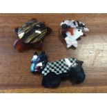 Three Lea Stein style French brooches - a turtle, a boy and a scottie dog. (3)
