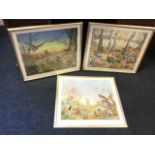 A set of three Medici Society Molly Brett childrens prints in silvered frames. (25in x 22in) (3)