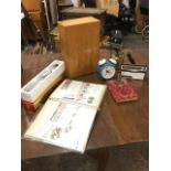 Miscellaneous collectors items including a brass blowlamp, a Fortnum & Mason box, a 60s