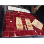 Seventy nine maroon glazed 4in square terracotta tiles - used & some chipping; a set of four