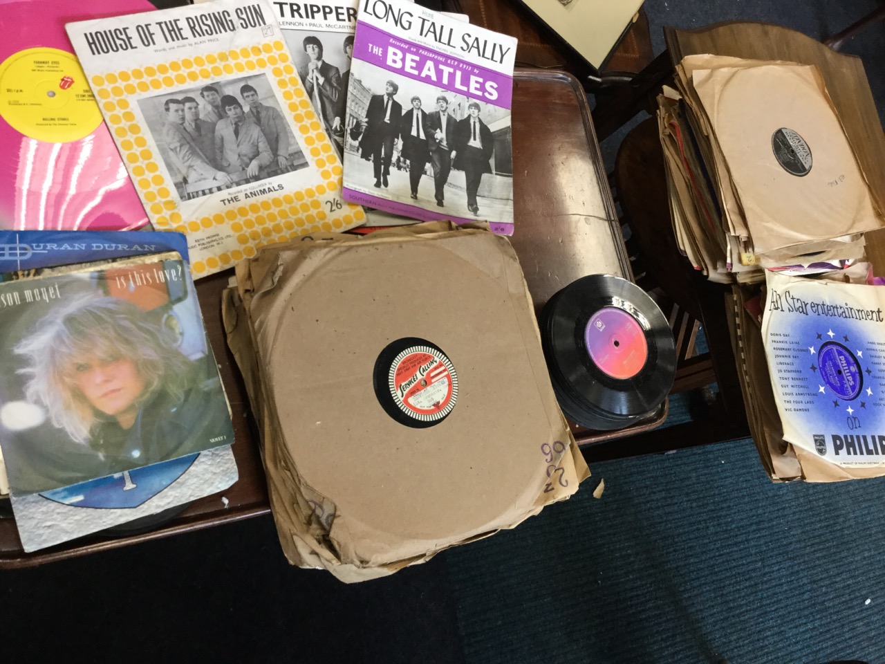 A pink vinyl Rolling Stones album; nine pieces of sheet music from the 60s - Beatles, Kinks, - Image 2 of 3