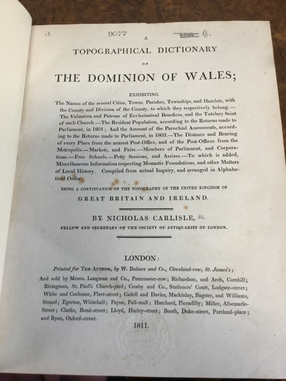 The Topographical Dictionary of the Dominion of Wales by Nicholas Carlisle, published in 1811, a - Image 2 of 3