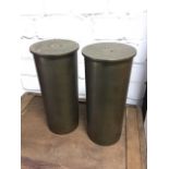 A pair of Second World War howitzer shells, the tubular cases dated 1944. (11.5in) (2)