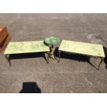 A rectangular onyx style coffee table with foliate pierced gilt metal aprons raised on shell cast