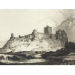 Albany E Howarth, etching of Bamburgh, signed in pencil on margin and signed & dated in print