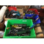 A quantity of tools - planes, saws, hammers, rasps, drill bits, a concertina roll of screws,