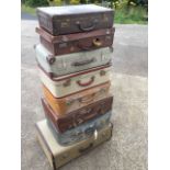 Eight miscellaneous suitcases - Antler, Kelvin, one leather, etc. (8)