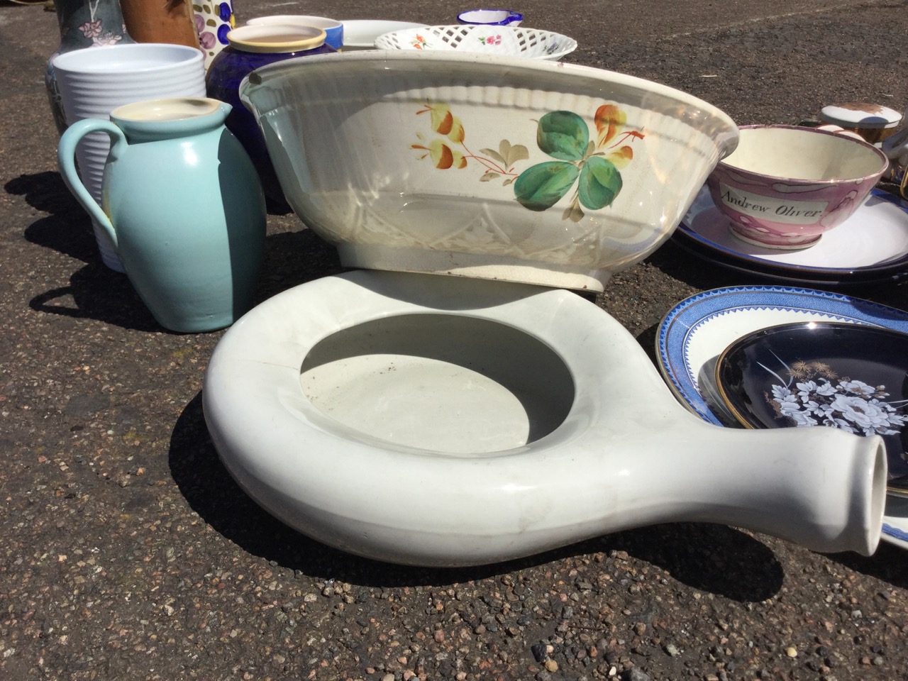 Miscellaneous ceramics including a Victorian Sunderland bowl, Maling, vases, a Minton floral - Image 3 of 3