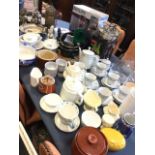 Miscellaneous ceramics including a Noritake six-piece teaset, a Wedgwood jasperware jug, cooking