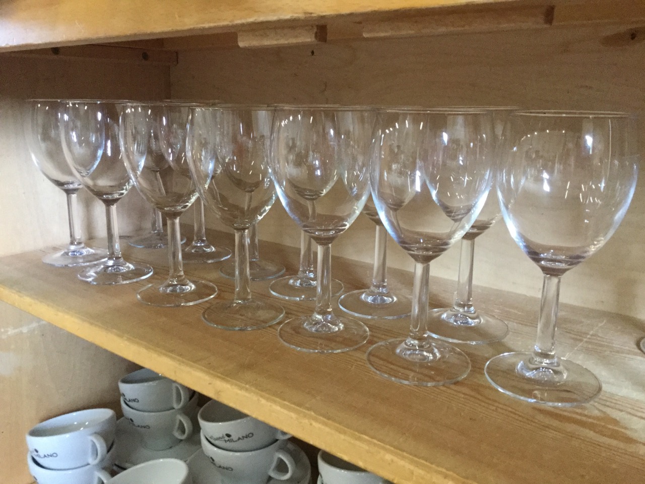 Miscellaneous wine glasses and cups & saucers including 13 large and 19 smaller glasses, 18 Grand - Image 3 of 3