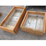 Two rectangular pine plant boxes, made up from old scaffolding battens. (40in x 19.5in & 26in x 23.
