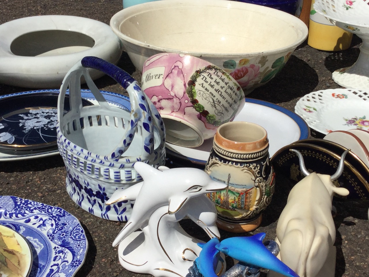 Miscellaneous ceramics including a Victorian Sunderland bowl, Maling, vases, a Minton floral - Image 2 of 3