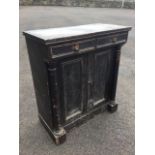 A nineteenth century painted pine chiffonier, with rectangular top above a pair of panelled drawers,