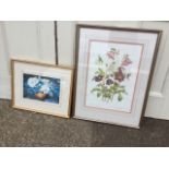 Jenny Jowett, a signed and numbered botanical print, doubled mounted & in silvered frame; and a 1997