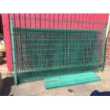 Security fencing, eight 118in x 59in panels of rectangular mesh, with nine square fixing posts. (