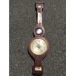 A Victorian mahogany framed barometer, the case bordered by boxwood & ebony stringing, having