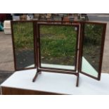 An Edwardian mahogany dressing table mirror, the three frames with satinwood crossbanding bordered