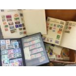 A stamp collection contained in three albums, first day covers, loose stamps, etc. (A lot)