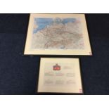 A 1944/1953 post war restricted map of Germany showing the occupied zones, mounted & framed; and a