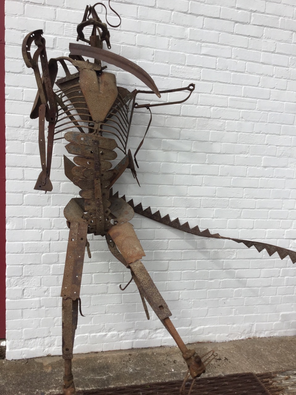 Lorna Logan, a wrought iron figural sculpture, the robotic-like man made from agricultural tools and - Image 3 of 3