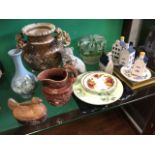 Miscellaneous ceramics & glass including a Japanese satsuma censer, four KPM Bols miniature