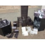 Various perspex shop fittings including cubes, stands, two hexagonal columns, etc. (A lot)