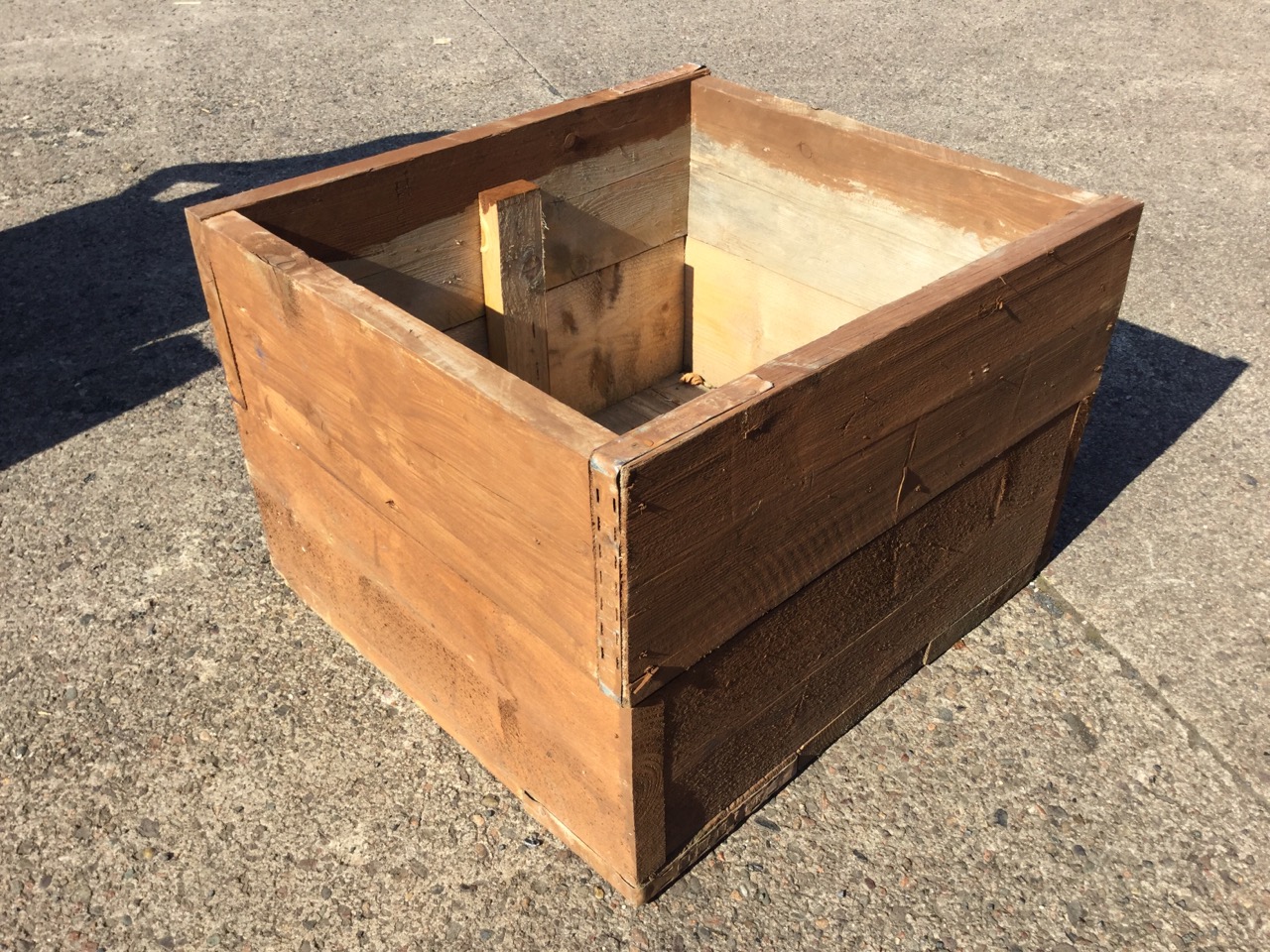 A pair of planters made up from thick old scaffolding boards - nearly square. (28.5in x 25.5in & - Image 2 of 3