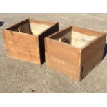 A pair of planters made up from thick old scaffolding boards - nearly square. (28.5in x 25.5in &