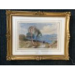 Edward Richardson, watercolour, European landscape with two figures on path, signed, titled on mount