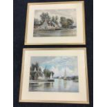 Charles M Wigg, watercolours, a pair, Horning Ferry with hostelry and figures by lock, and another