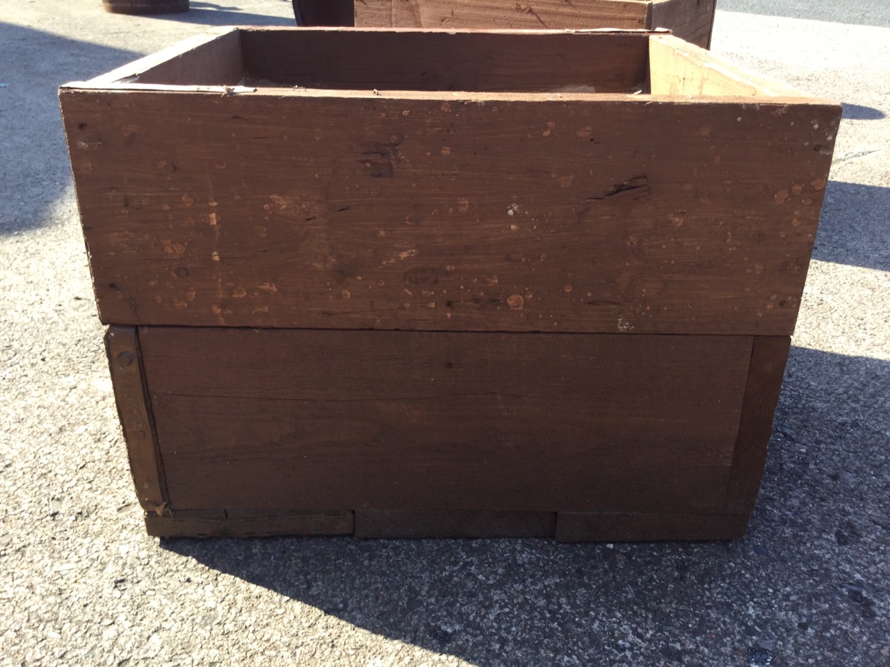 A pair of planters made up from thick old scaffolding boards - nearly square. (28.5in x 25.5in & - Image 3 of 3