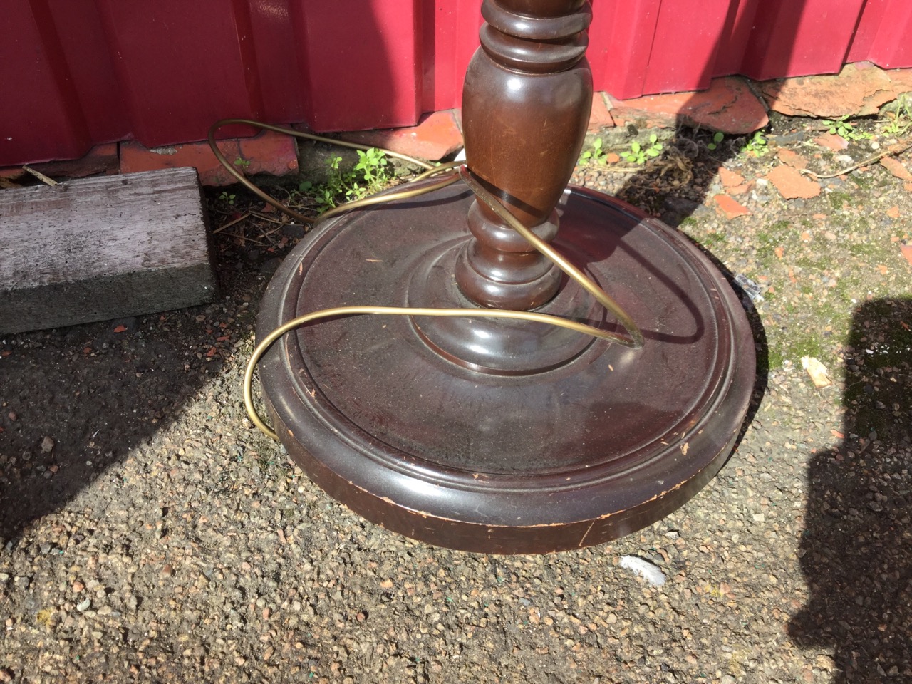 A mahogany standard lamp, the tapering fluted column above a baluster on circular saucer base, - Image 3 of 3