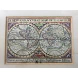 A seventeenth century handcoloured map of the world after Picter van de Kieere, the plated dated
