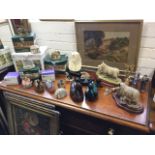 Miscellaneous ornaments including resin figurines, decoy style ducks, two signed Border Fine Arts