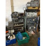 A large quantity of electronic gear including Marconi instruments, short wave radios, amplifiers, an