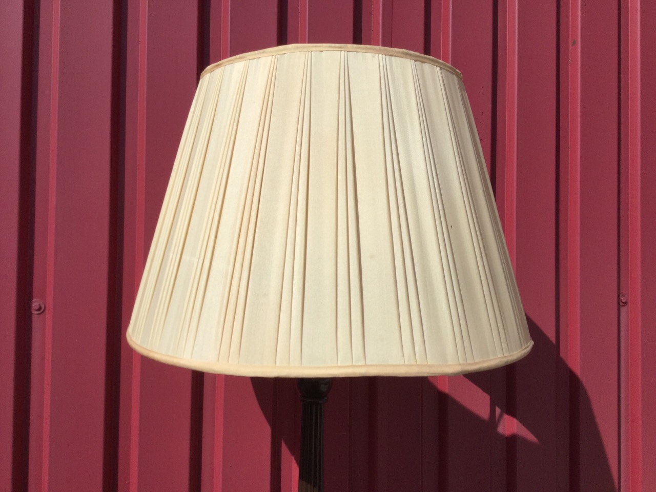 A mahogany standard lamp, the tapering fluted column above a baluster on circular saucer base, - Image 2 of 3