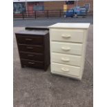 A painted chest of four drawers with curved handles; and another chest of four drawers with