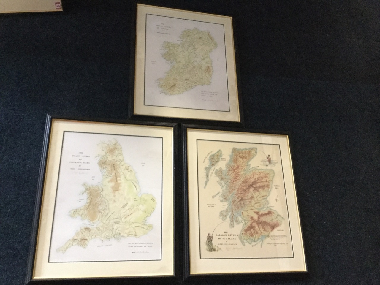 Nigel Houldsworth, The Salmon Rivers of England & Wales, a coloured map signed in pencil,