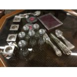A part canteen of silver plated Queens pattern cutlery; and miscellaneous other silver plate