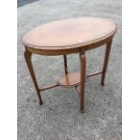An oval Edwardian mahogany occasional table, the moulded top inlaid with chequered boxwood & ebony