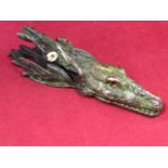 A cold painted bronze sprung letter clip, modelled as a crocodile with hinged mouth - Geshutz