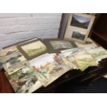 A collection of unframed nineteenth century watercolours, mainly landscapes, some signed with