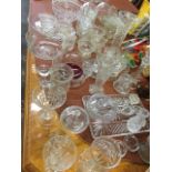 Miscellaneous glass including cut fruit bowls, vases, Stuart Crystal, platters, dessert sets, jam