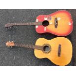 An Italian Eko Studio L steel string guitar; and an Arirang red stained steel string guitar. (A/