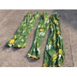 Two pairs of lined floral cotton curtains printed with wheatheads, poppies and daisy type flowers on